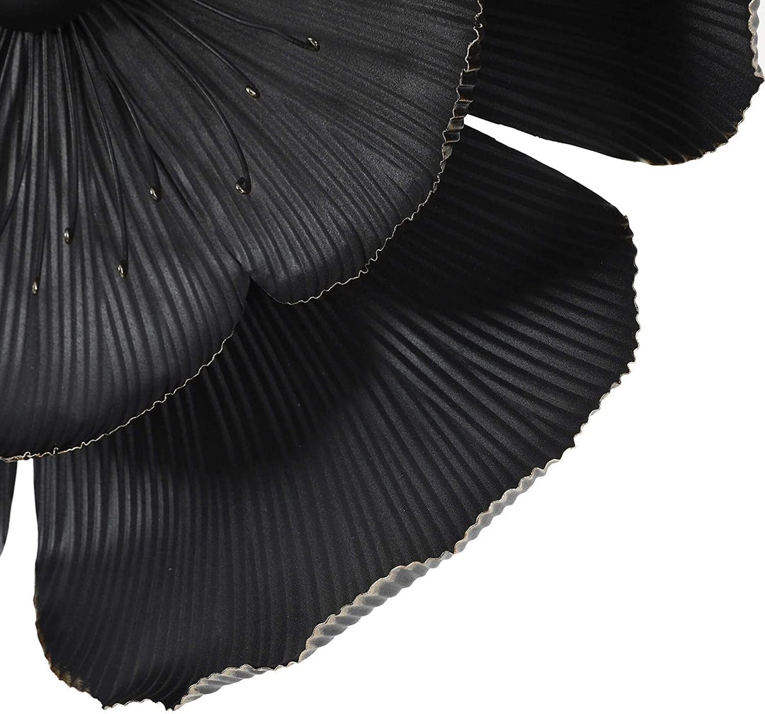 3 Piece Black Metal Flowers Wall Modern Contemporary Includes Hardware - Diamond Home USA