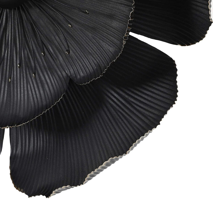 3 Piece Black Metal Flowers Wall Modern Contemporary Includes Hardware - Diamond Home USA