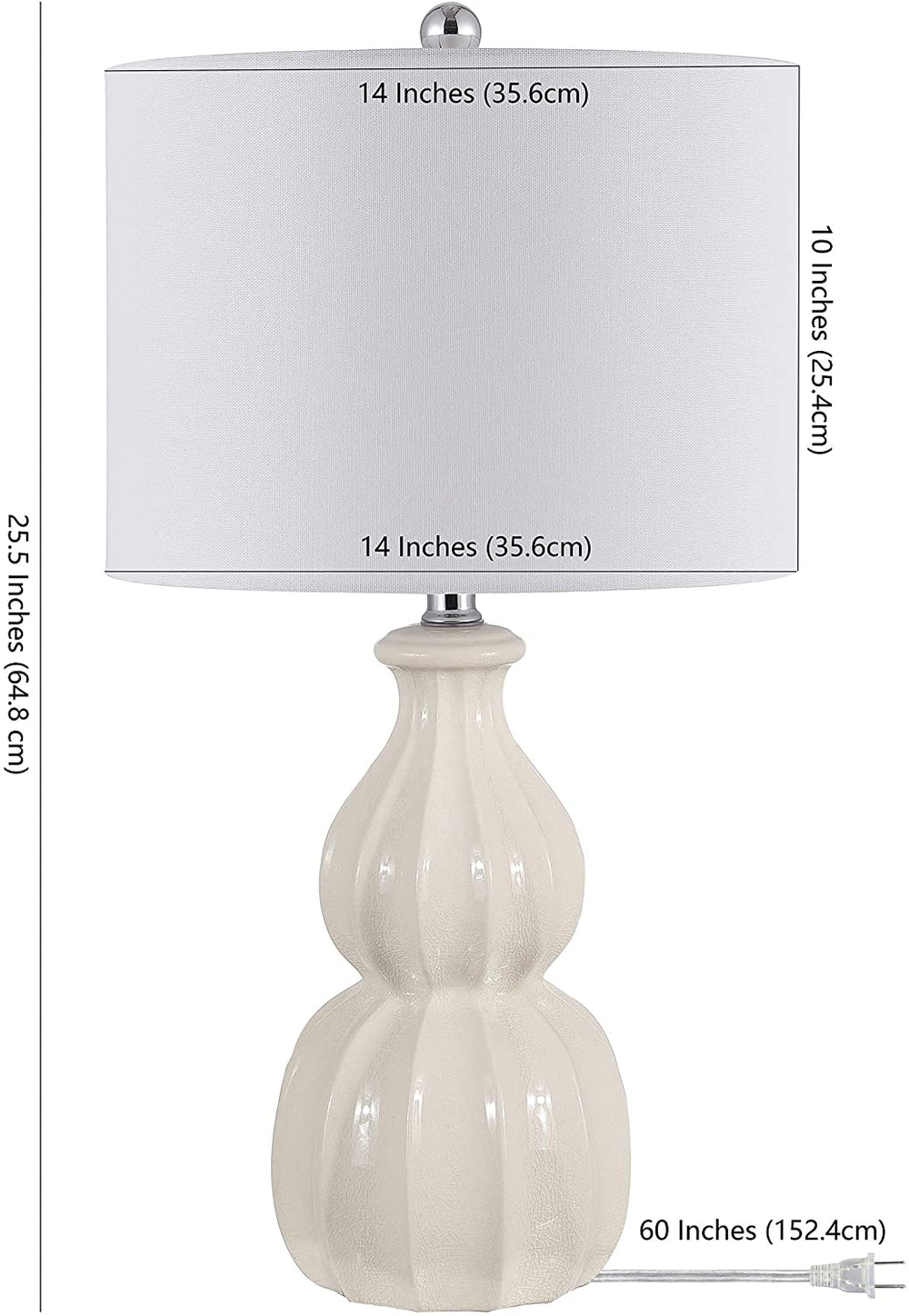 Lighting 24 5 inch Ceramic Table Lamp 14" X 24 5" White Modern Contemporary Traditional Chrome Bulbs Included - Diamond Home USA