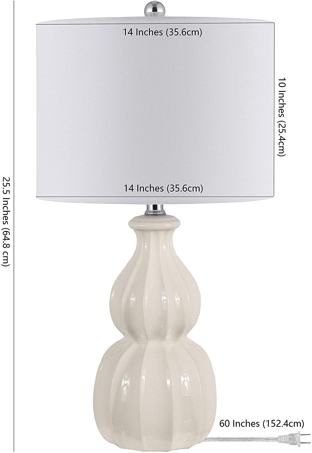 Lighting 24 5 inch Ceramic Table Lamp 14" X 24 5" White Modern Contemporary Traditional Chrome Bulbs Included - Diamond Home USA