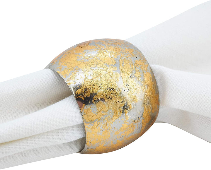MISC Goldtone Brass Texture Design Napkin Rings (Set 4) Gold
