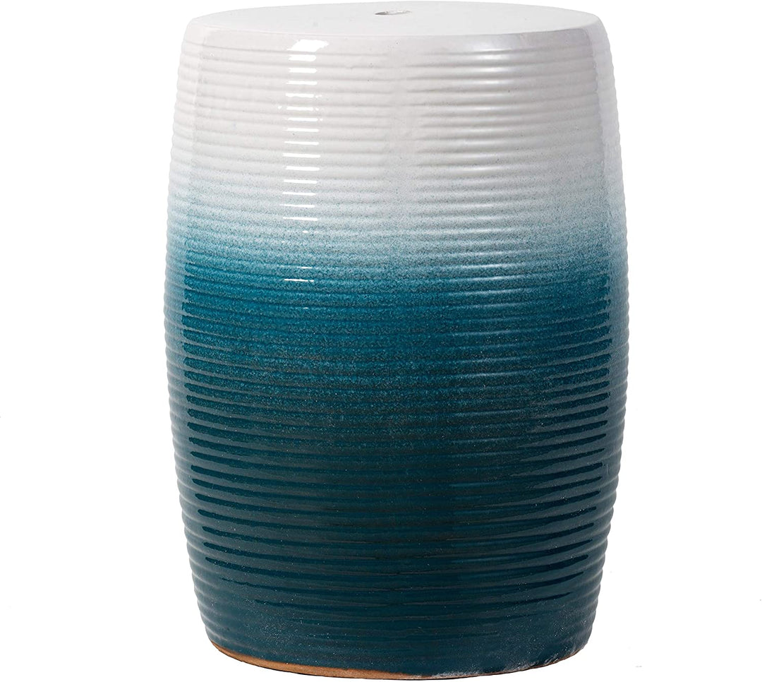 Blue White Ombre 18 5 inch Ceramic Textured