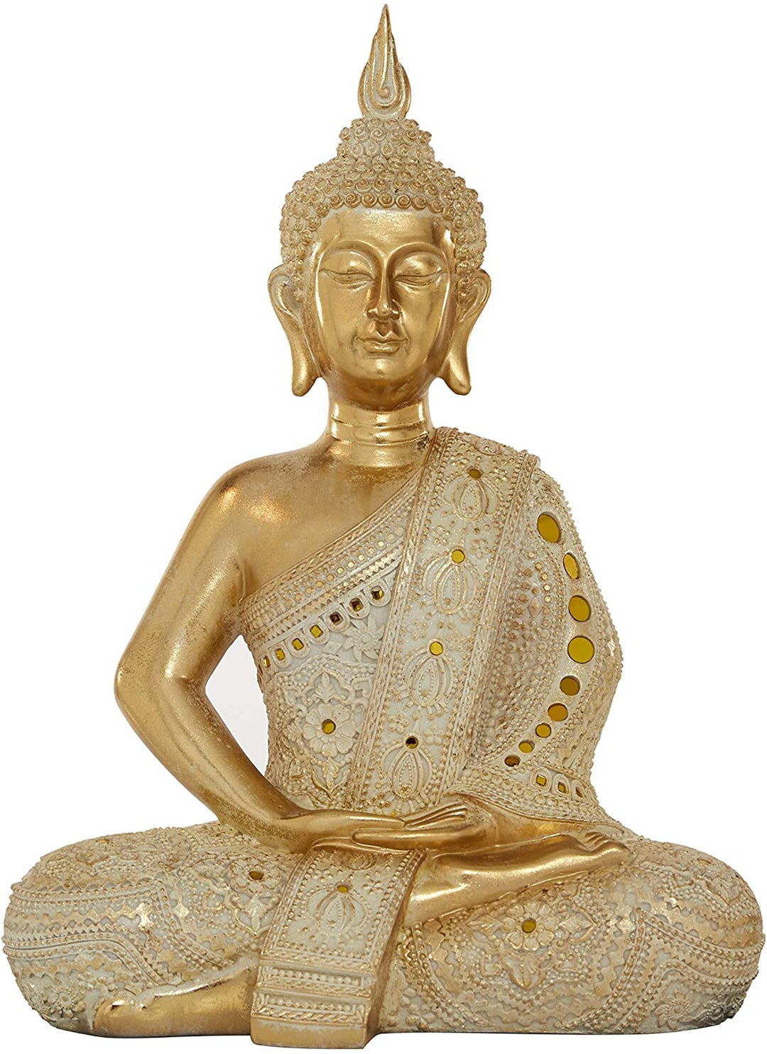 Gold Polystone Sitting Buddha Sculpture 14 5" X 19 5" 14 X 9 20 Resin - Diamond Home USA