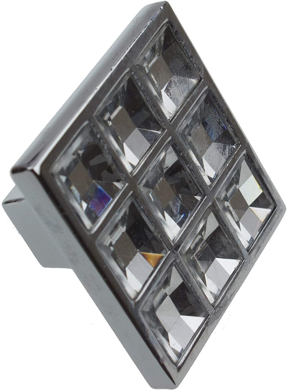 5 Pack 1 1/2 Square K9 Crystal Cabinet Knobs Polished Chrome Glam Finish - Diamond Home USA