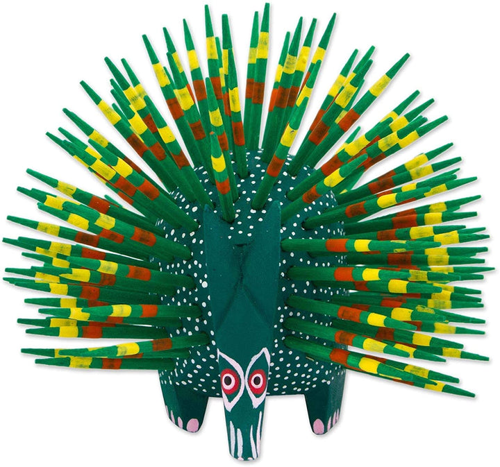 Handmade Wood Sculpture 'Cute Porcupine n' (Mexico)