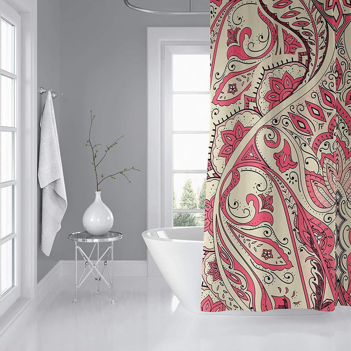 MISC Pink Shower Curtain by 71x74 Pink Geometric Traditional Polyester