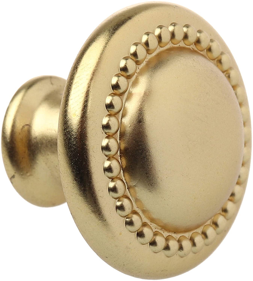 25 Pack 1 1/4 Gold Round Beaded Cabinet Knobs Brass Traditional Zinc Finish - Diamond Home USA