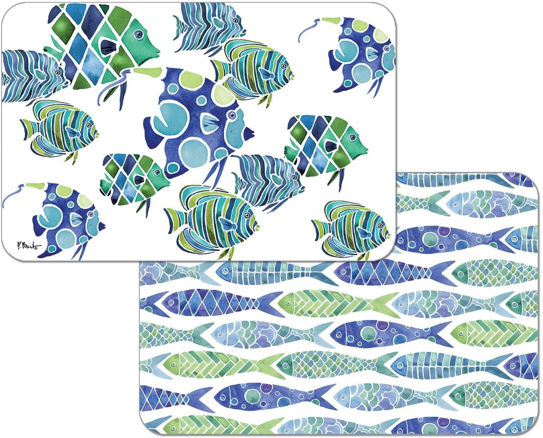 Wipe Clean Placemats Set 4 Fish Color Rectangle