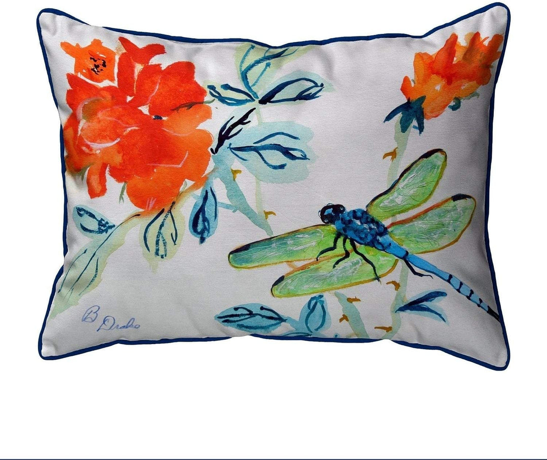 Dragonfly Red Flower Small Pillow 11x14 Color Graphic Casual