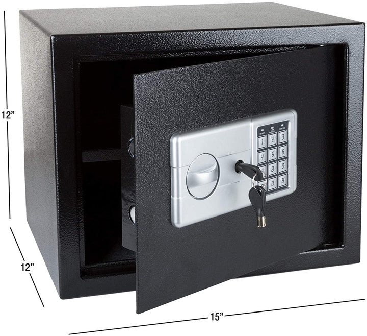 Fleming Supply Security Safe Box Electronic Digital Keypad 1 Cubic Foot 2 Manual Override Keys Classic Metal Steel - Diamond Home USA