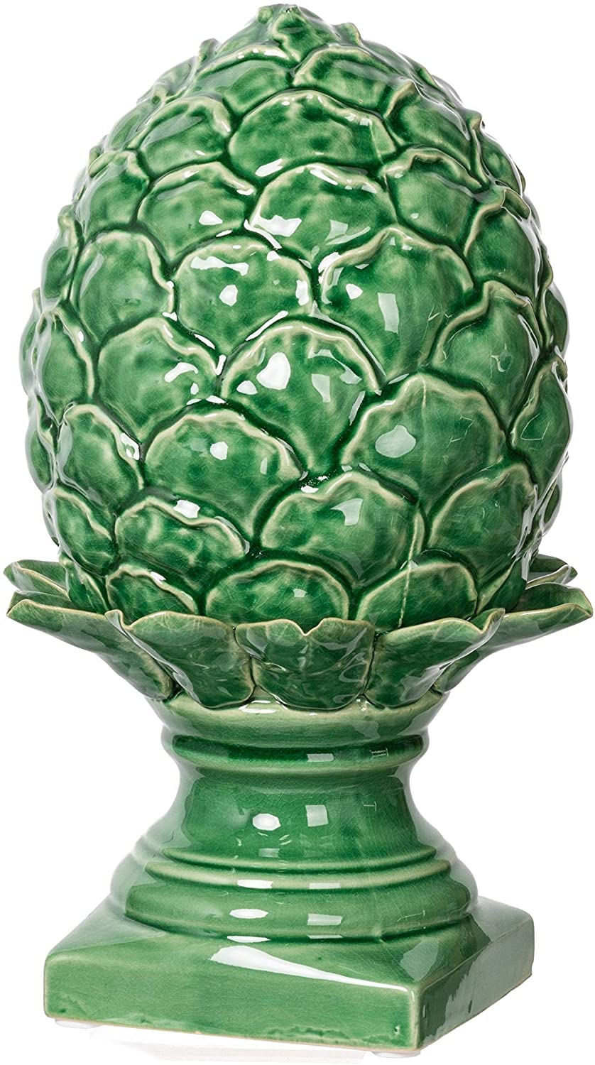 12 inch Vintage Green Blooming Artichoke Accent