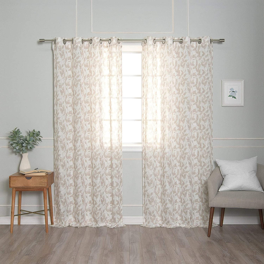 Beige Leaf Curtains Nature Modern Contemporary