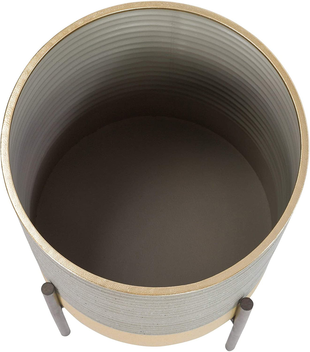 Mason Industrial Modern Planters (Set 2) Gold Grey Round Metal - Diamond Home USA
