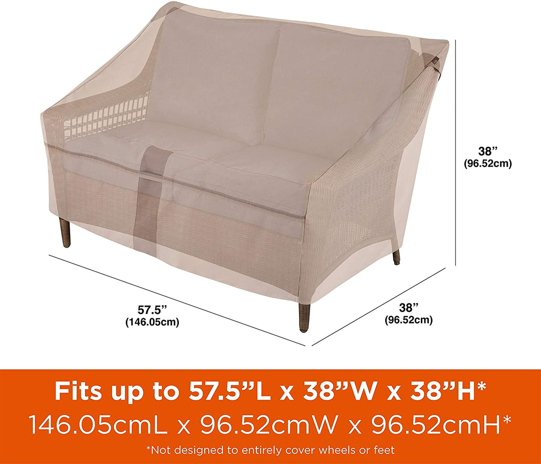 Outdoor Patio Loveseat Cover 57 5" W X 38" D H Beige Polyester Blend - Diamond Home USA
