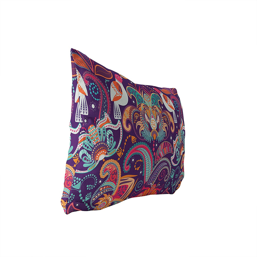 Lumbar Pillow Purple Geometric Bohemian Eclectic Polyester Single Removable Cover - Diamond Home USA