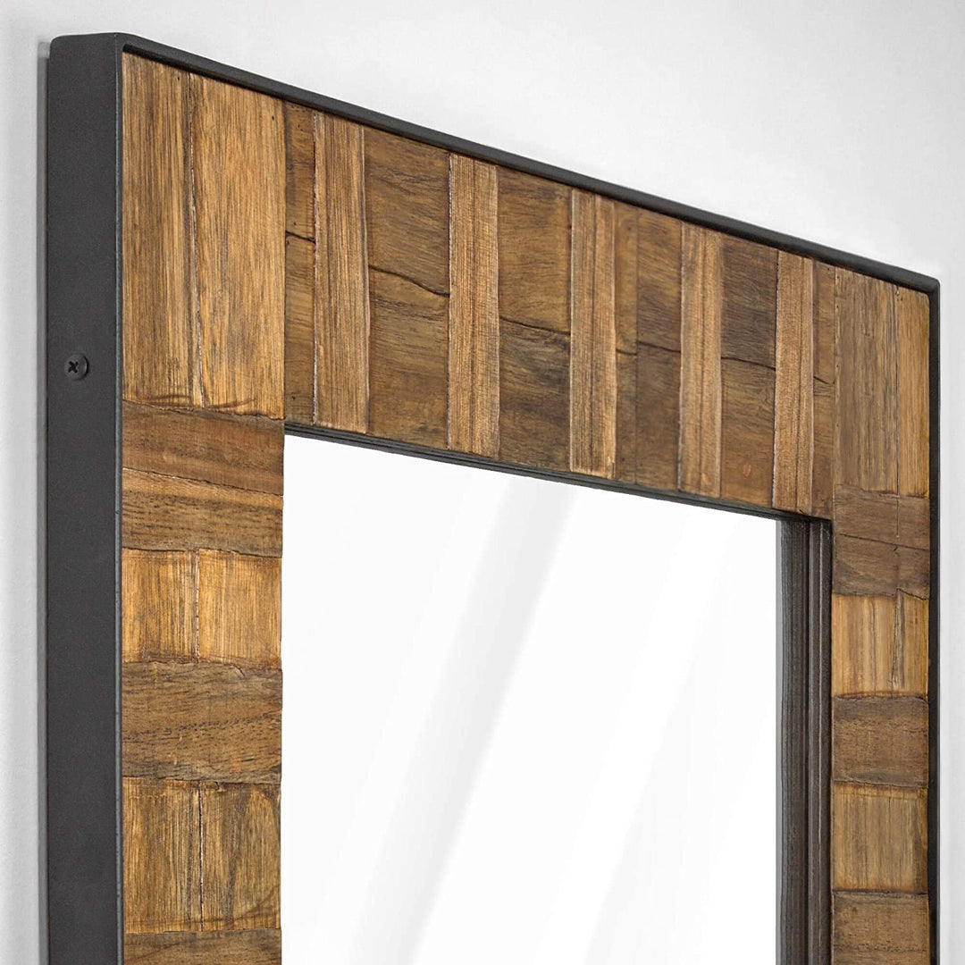 Wood Metal Wall Mirror (35" X 26") Brown Includes Hardware - Diamond Home USA