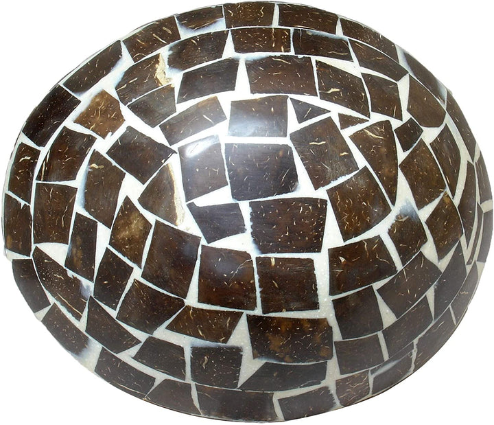 MISC Handmade Natural Cinnamon Coconut Shell Bowl (Indonesia) White Brown Polyresin