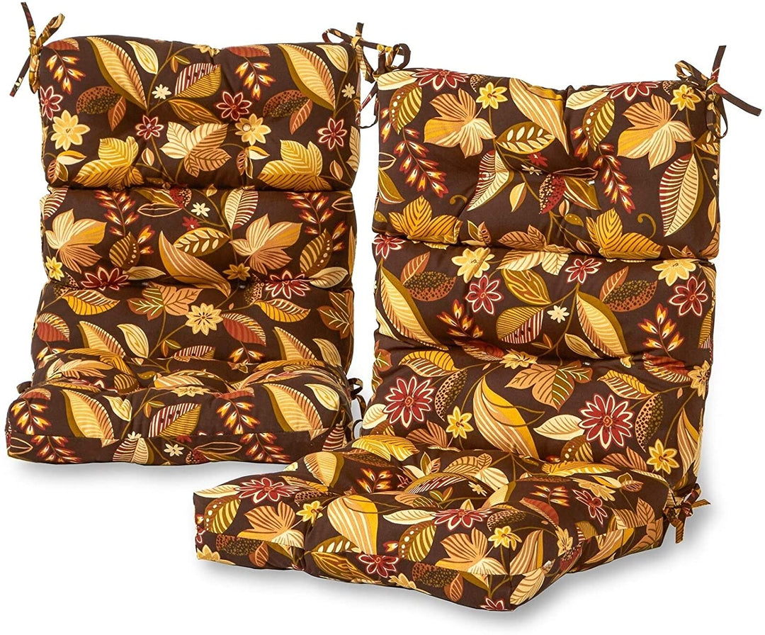 MISC Point 3 Section 22 inch X 44 inch Outdoor Floral High Back Chair Cushion (Set 2) by Brown Red Yellow Traditional Transitional Polyester