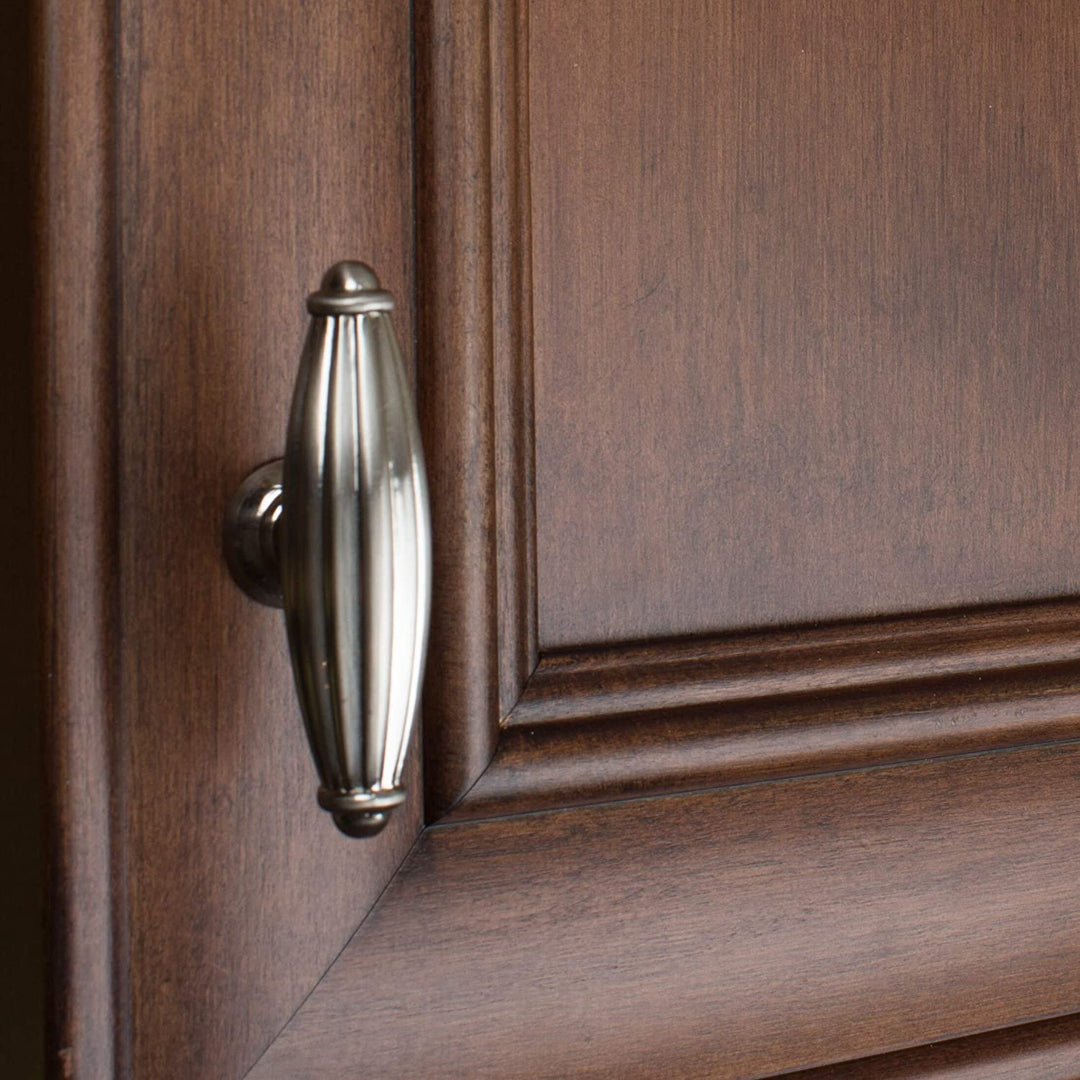 2 5 inch Satin Nickel Fluted Cabinet Knob (Case 10) Grey Metal Finish - Diamond Home USA