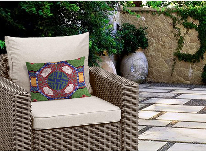 MISC Red Green Indoor|Outdoor Lumbar Pillow by Designs 20x14 Red Geometric Traditional Polyester Removable Cover