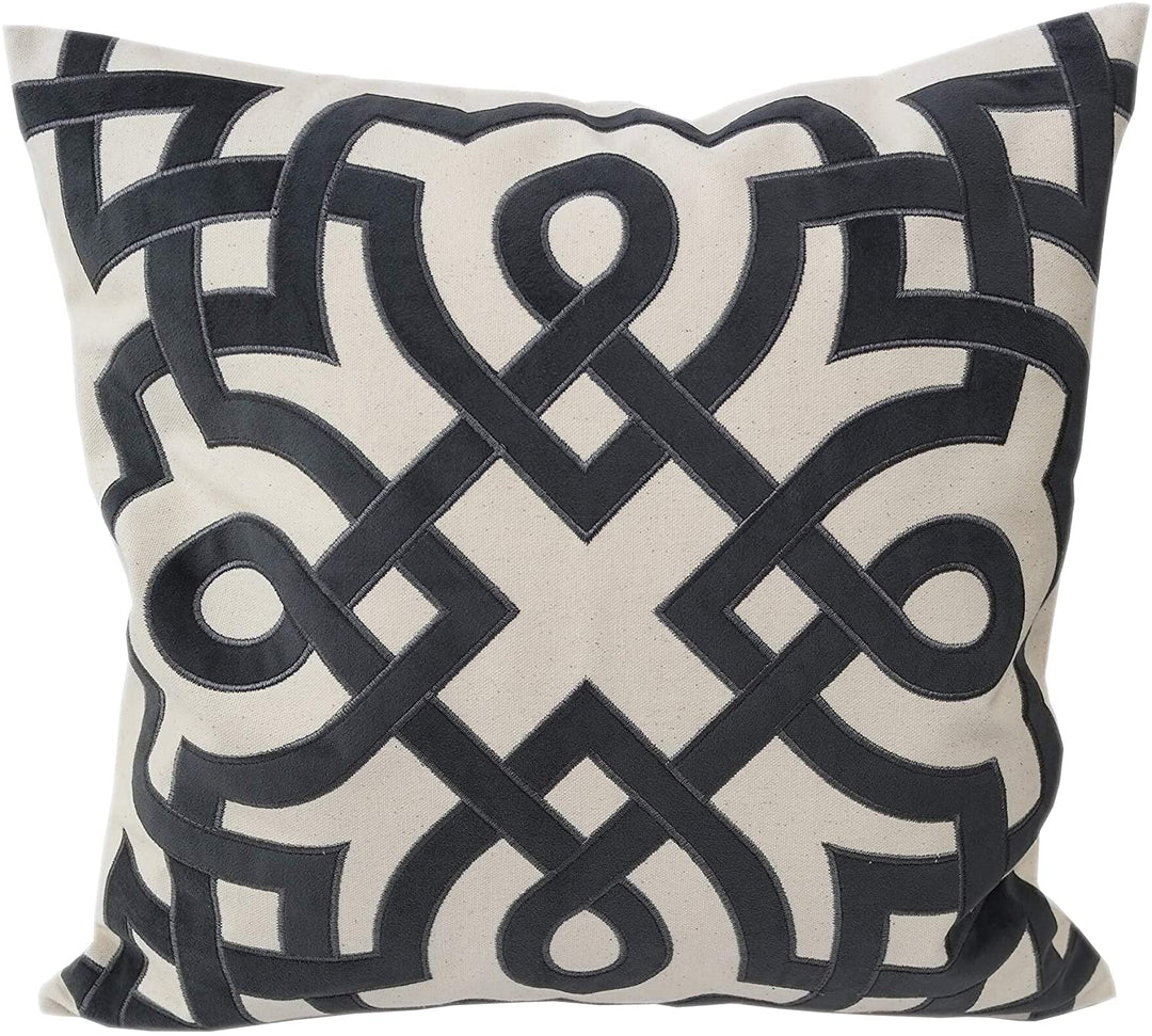 Accent illows Natural Grey Geometric Applique Embroidered