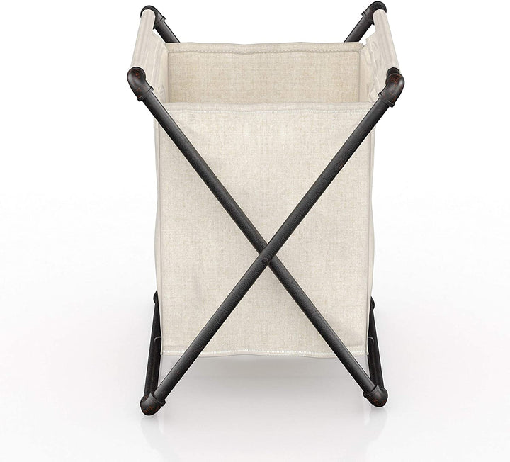 Sand Black Laundry Hamper Canvas Metal