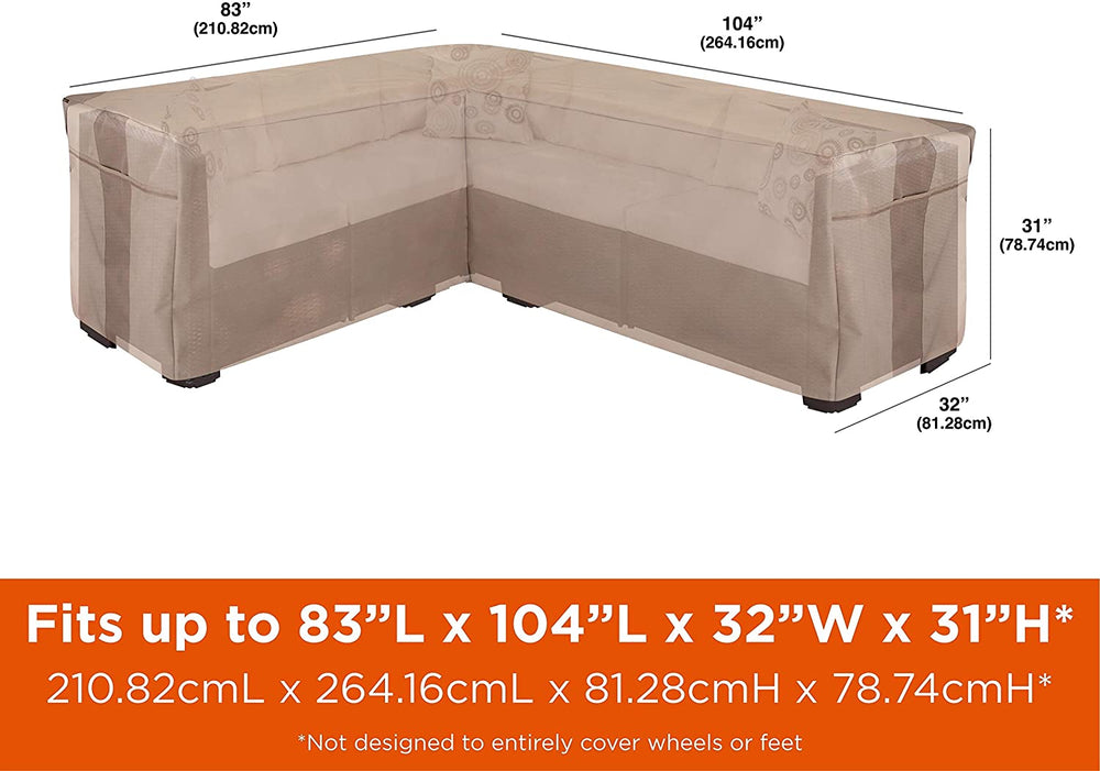 Patio Sectional L Cover X 83" 31" H 32" D Beige Polyester Blend - Diamond Home USA
