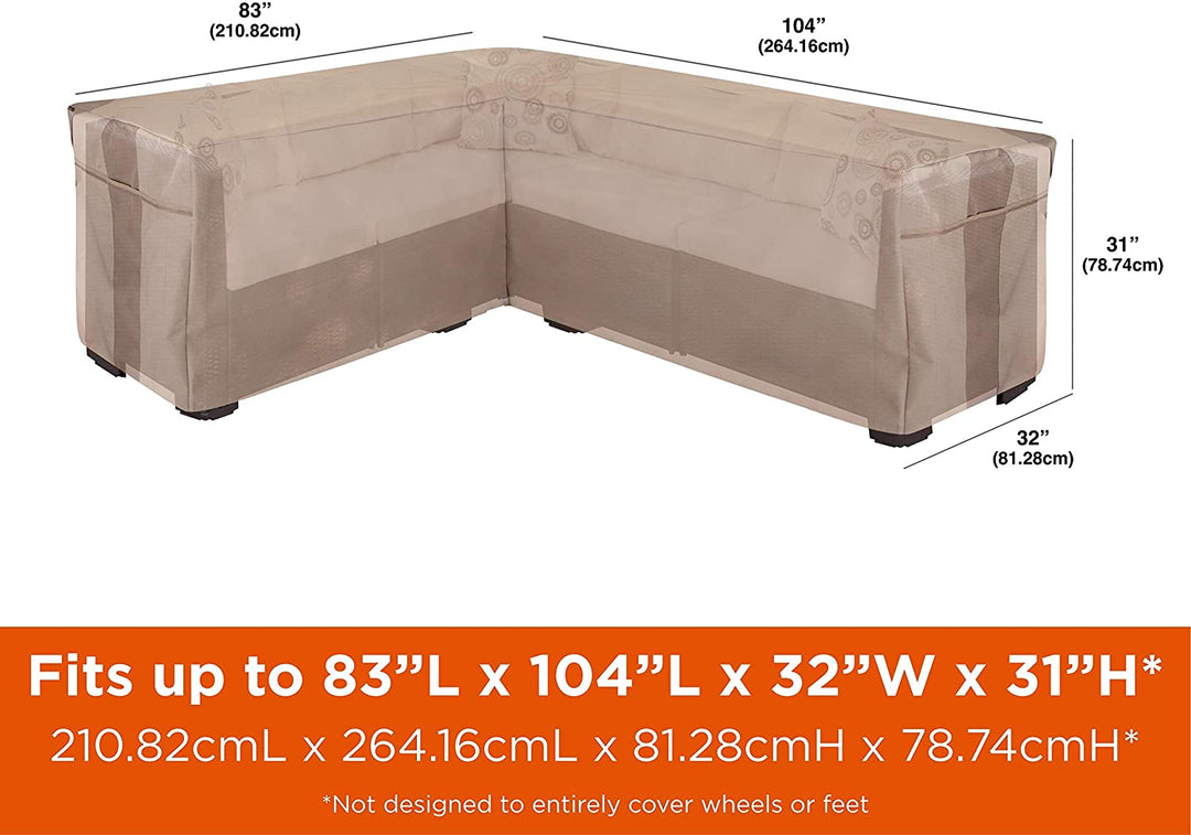 Patio Sectional L Cover X 83" 31" H 32" D Beige Polyester Blend - Diamond Home USA