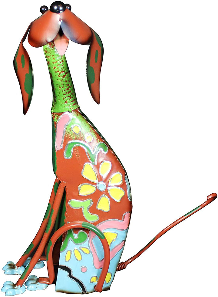 Artisan Dog Sculpture Garden Color Animals Metal