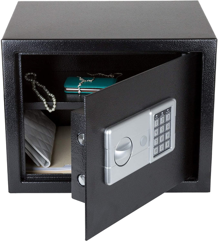 Fleming Supply Security Safe Box Electronic Digital Keypad 1 Cubic Foot 2 Manual Override Keys Classic Metal Steel - Diamond Home USA