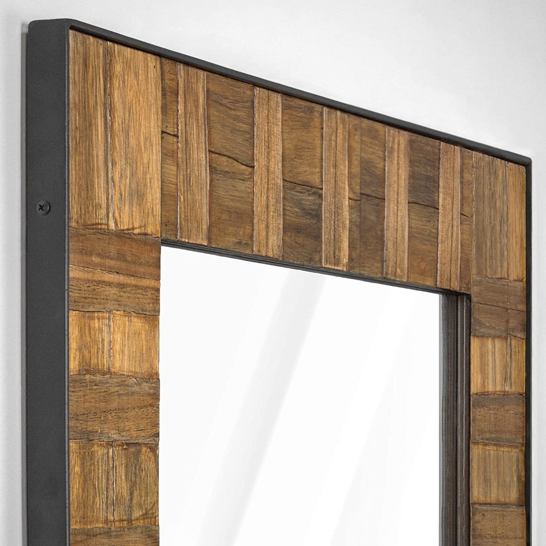 Wood Metal Wall Mirror (35" X 26") Brown Includes Hardware - Diamond Home USA