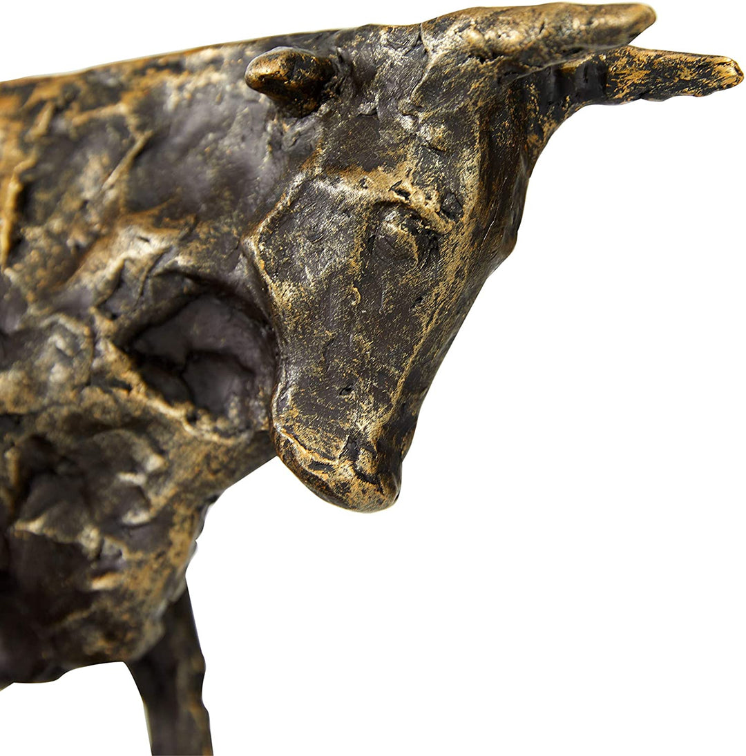Textured Resin Black Bull Statue Bronze Finish 15 X 4 10 Brown Industrial - Diamond Home USA