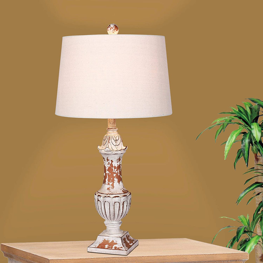 29 5 Distressed Decorative Urn Resin Table Lamp Antique Metallic Color