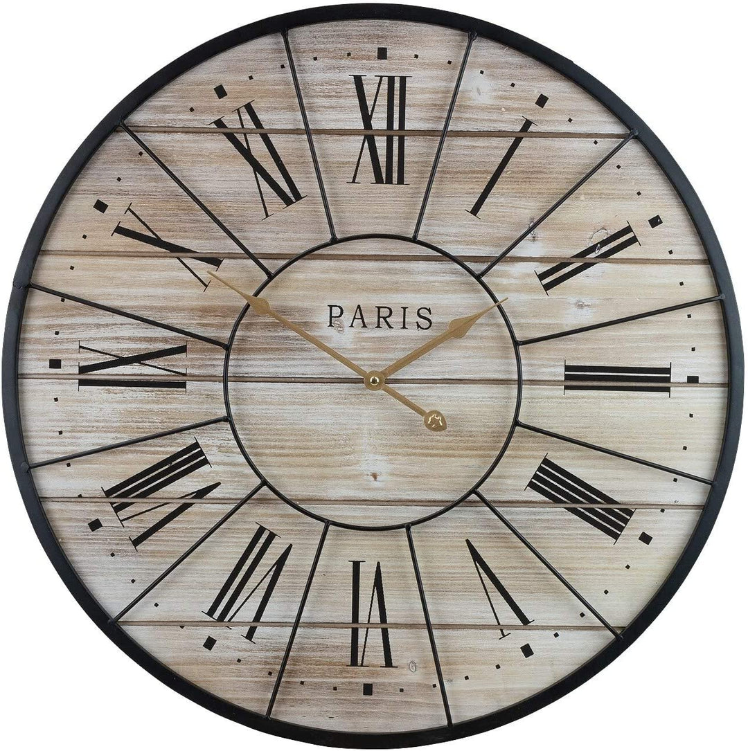 Metal Solid Wood Wall Clock (60 Diameters) Round Roman