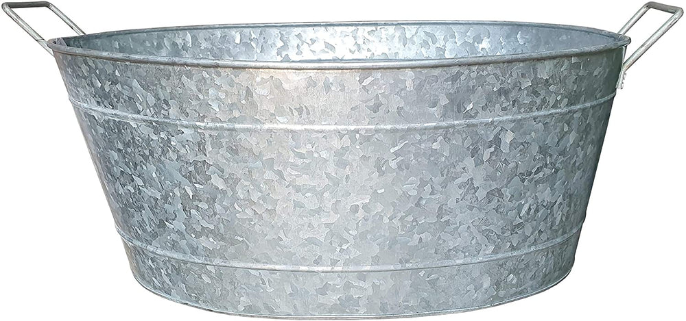 MISC Oval Shape Galvanized Steel Tub Side Handles Embossed Design Silver Handle