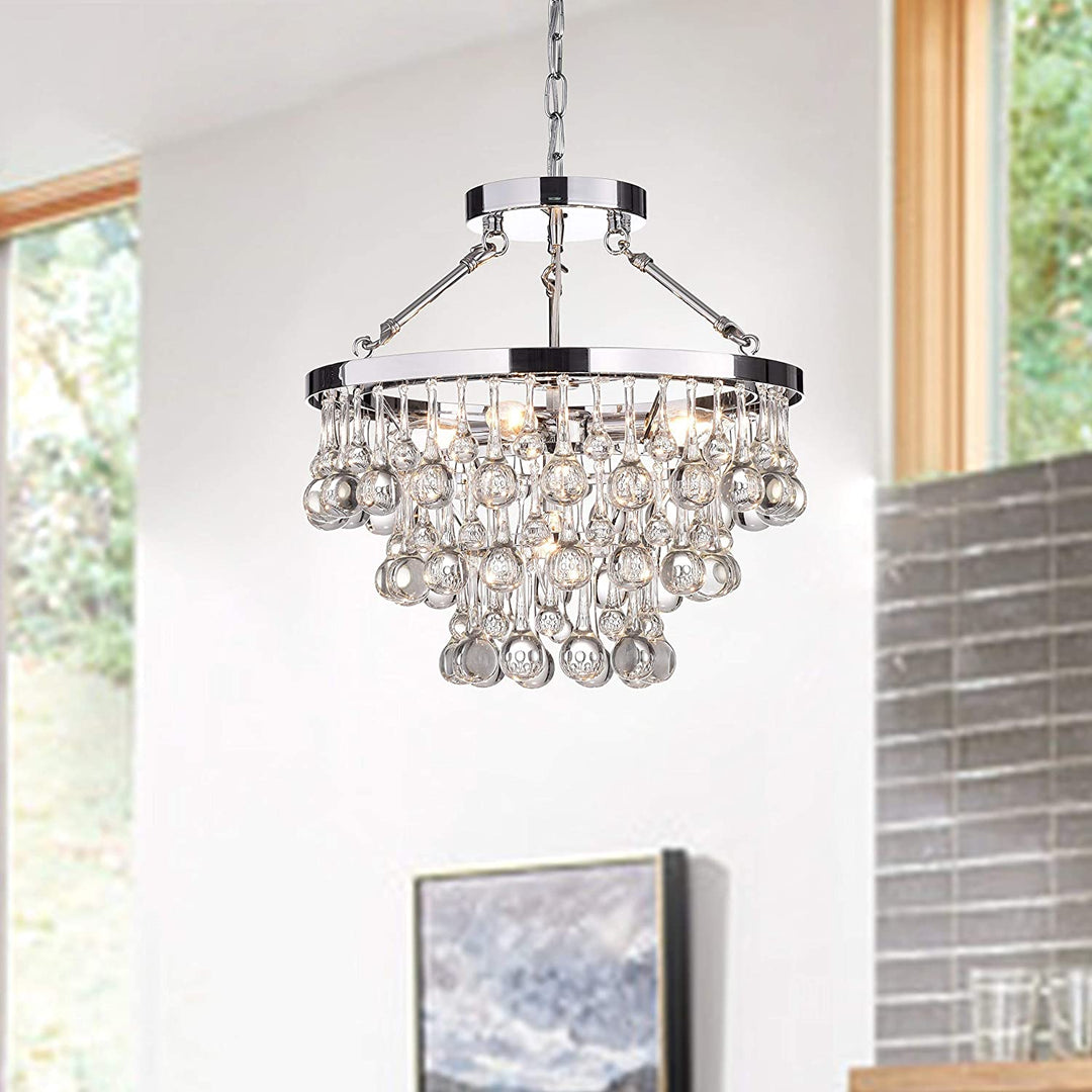 5 Light Tiered Chandelier Modern Contemporary Glass