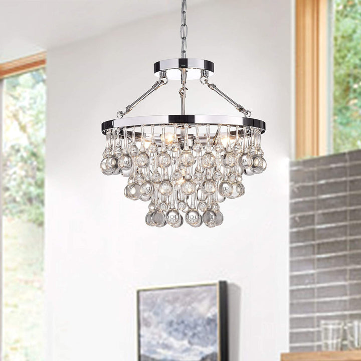 5 Light Tiered Chandelier Modern Contemporary Glass
