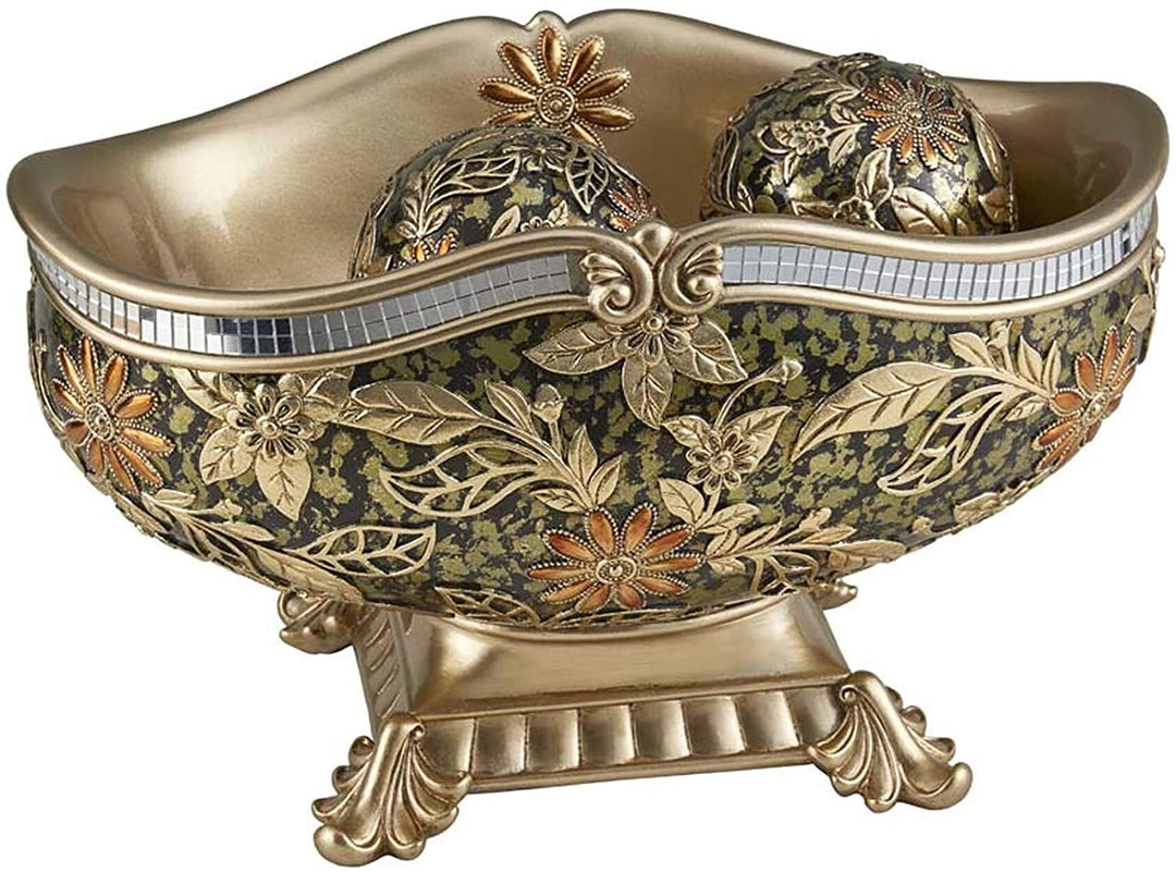 8 Resin Fruit Bowl Gold Traditional Metallic Finish Includes