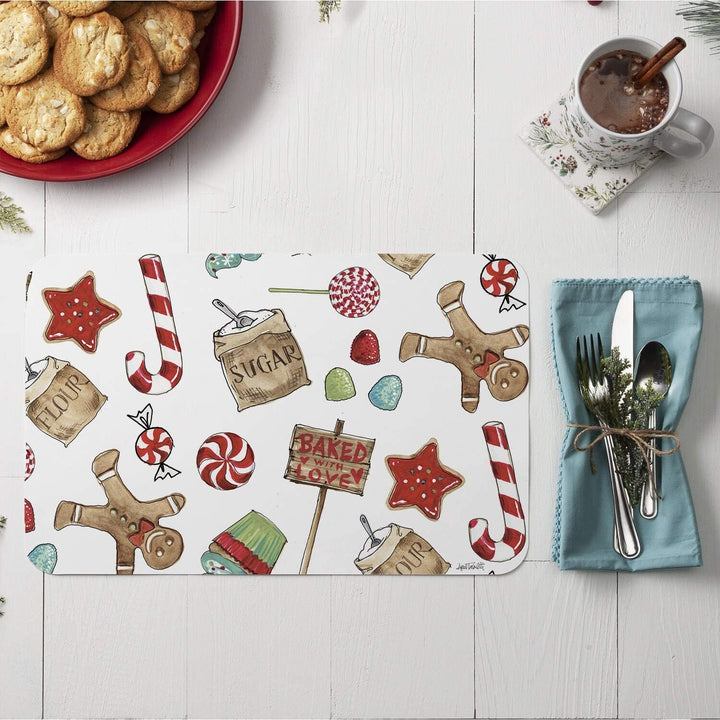 Wipe Clean Placemats Set 4 Baked Love Color Rectangle Plastic - Diamond Home USA