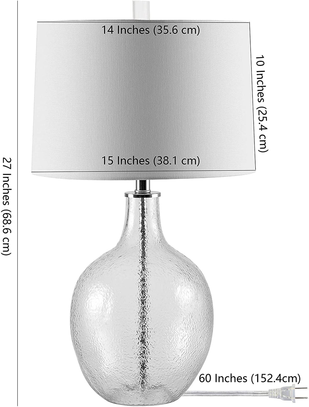 Lighting 26 inch Glass Table Lamp 15" X 26" Clear Modern Contemporary Traditional Chrome Bulbs Included - Diamond Home USA