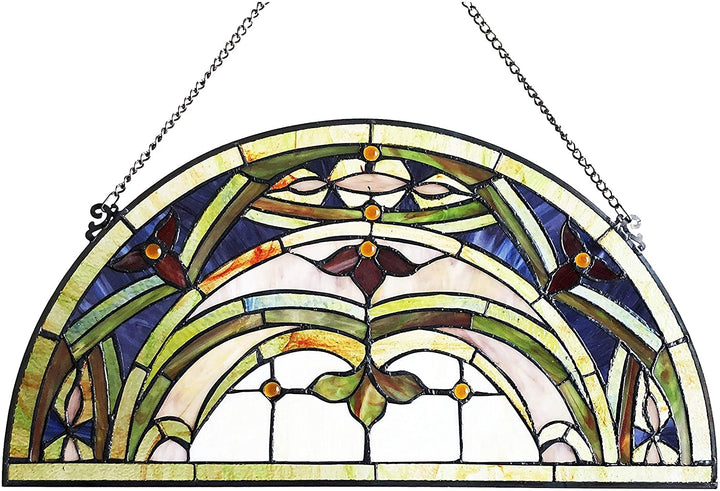 Glass Half Circle Window Panel/suncatcher Color Traditional Semi Circle Victorian Includes Hardware
