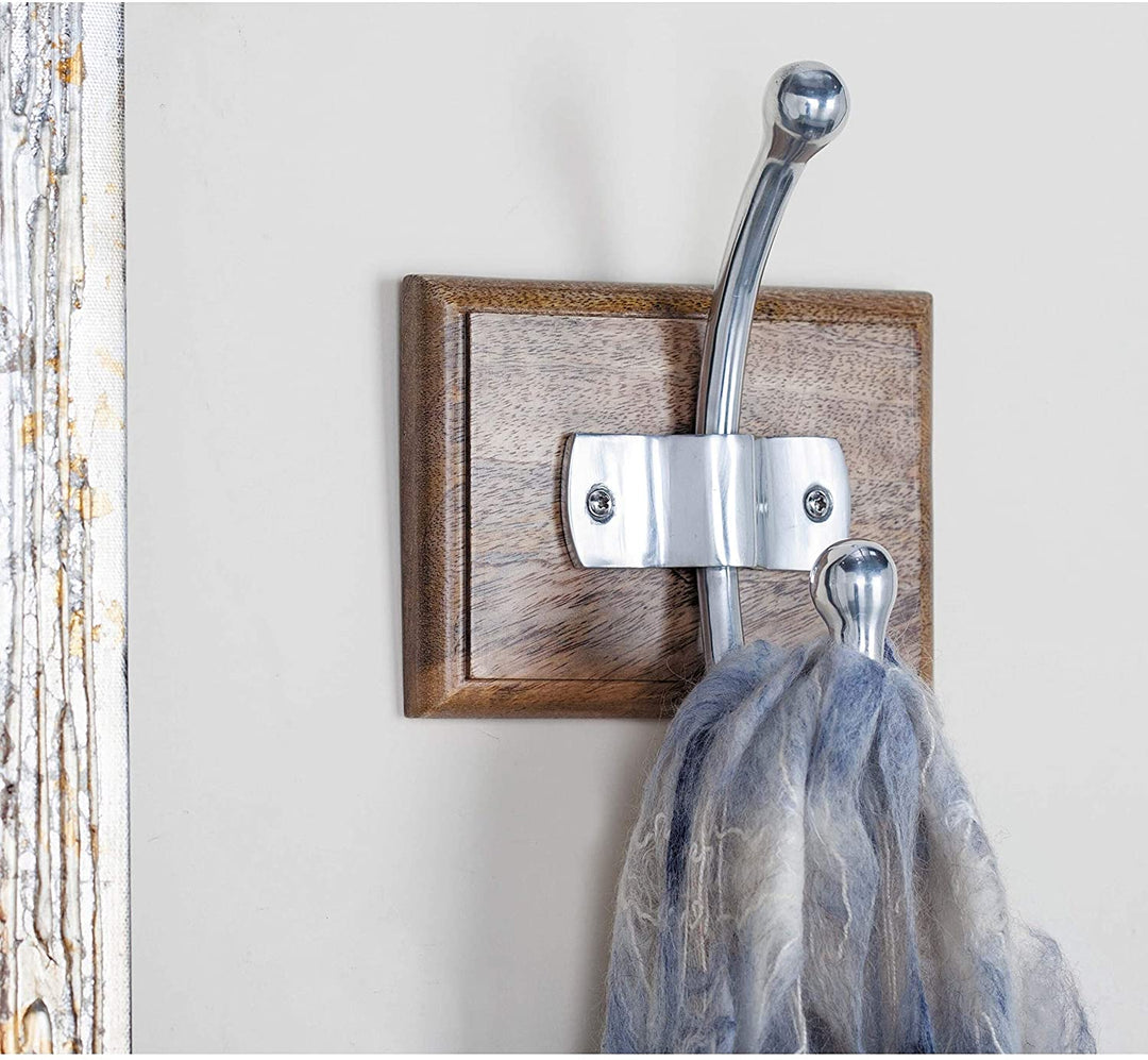 Set 3 Wood Wall Hook 6 Inches Wide 7 High Brown Modern