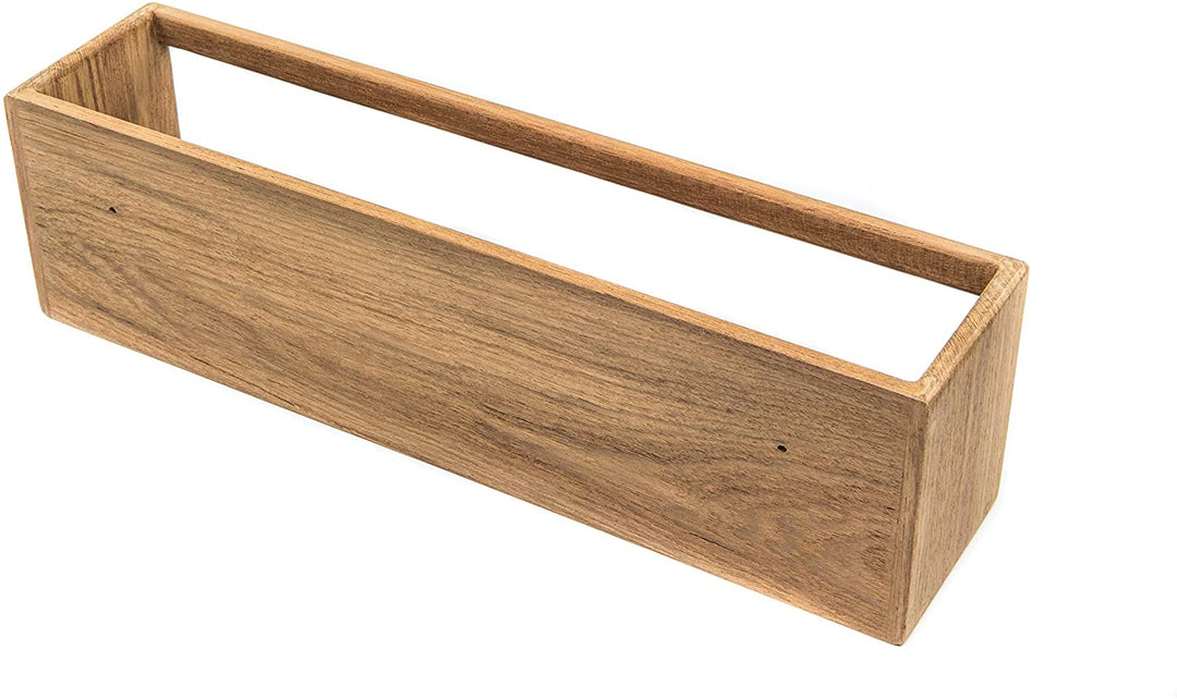 Teak Stow Rack/Audio Cassette Holder 15" W X 4 1/4" H 3 1/2" D Brown No Accessories - Diamond Home USA