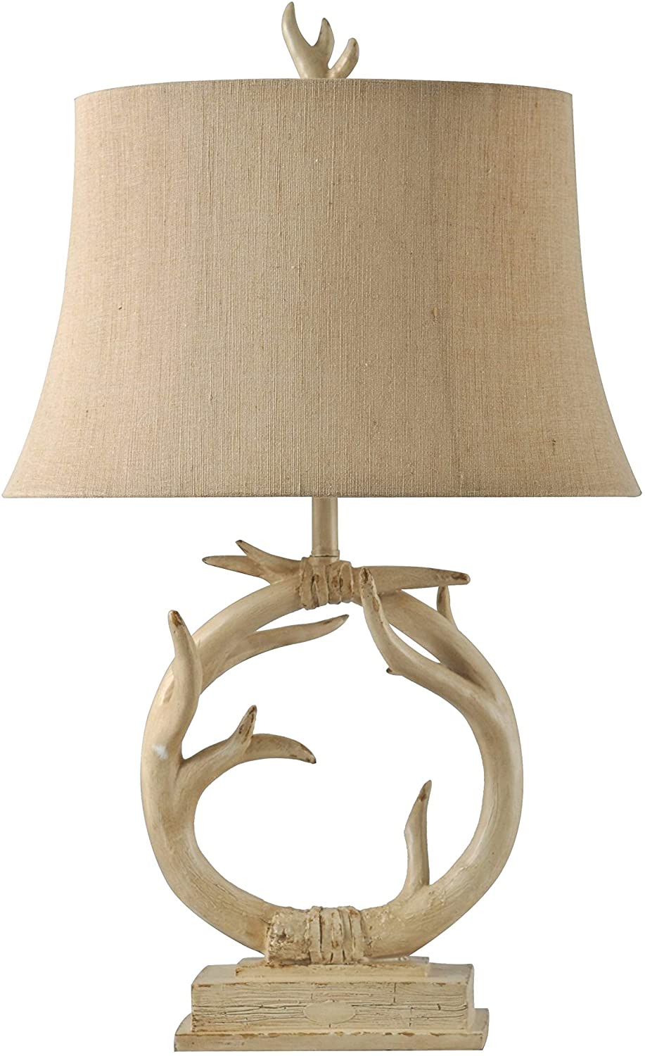 Distressed Cream Table Lamp Beige Hardback Natural Linen