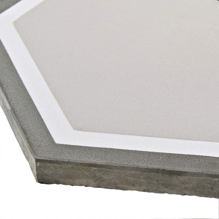 Cement Hex Channel Floor Wall Tile (12 Tiles/5 05 Sqft ) Grey Hexagon Ceramic Handmade - Diamond Home USA
