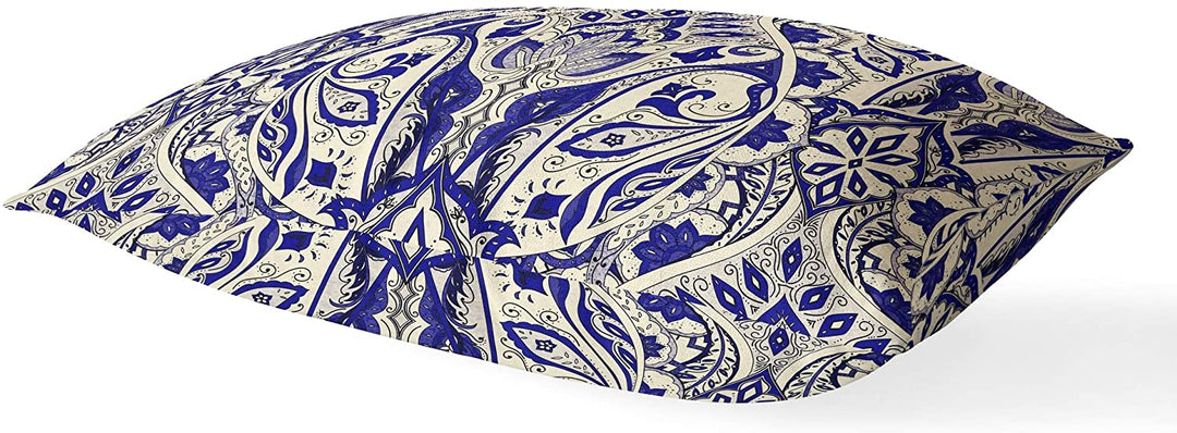 Navy Lumbar Pillow Blue Geometric Global Polyester Single Removable Cover - Diamond Home USA