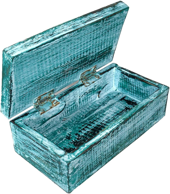 MISC Sweet Seahorses 2 Piece Wooden Box Set Green Nautical Coastal Wood Antique Handmade