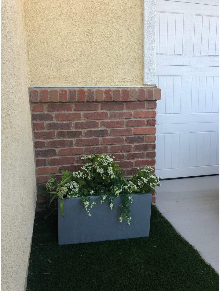 Lightweight Concrete Modern Long Cement Color Low Planter