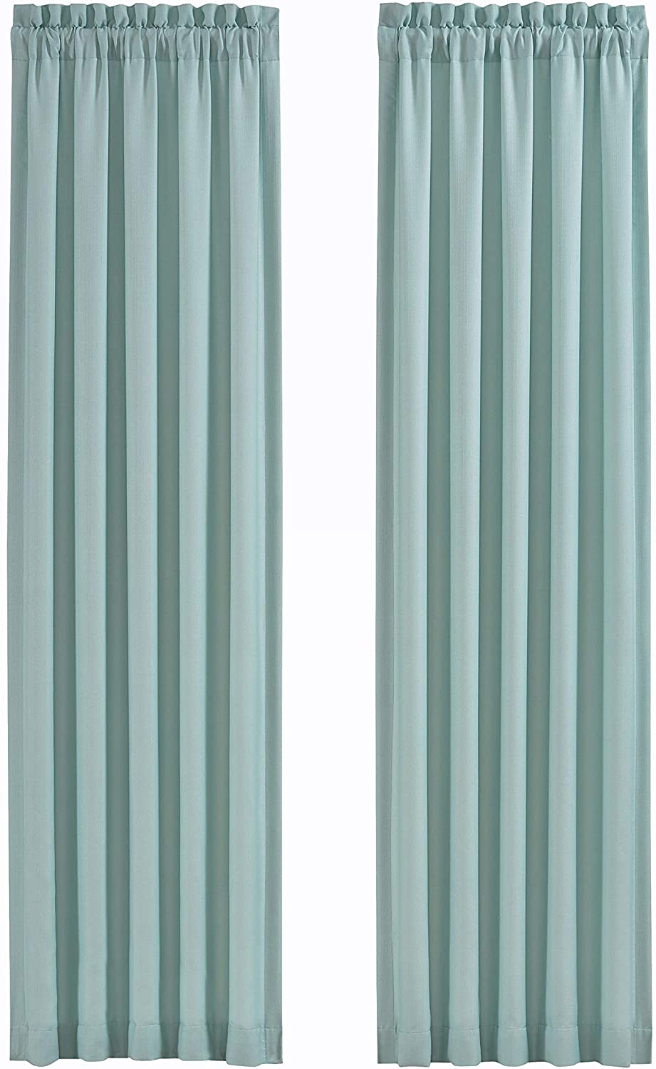 Water's Edge Coastal Window Panel Pair Blue Solid Nautical Polyester Includes Tiebacks - Diamond Home USA