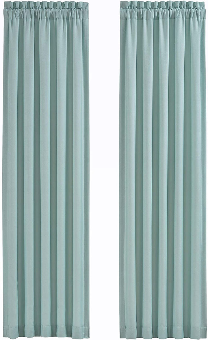 Water's Edge Coastal Window Panel Pair Blue Solid Nautical Polyester Includes Tiebacks - Diamond Home USA